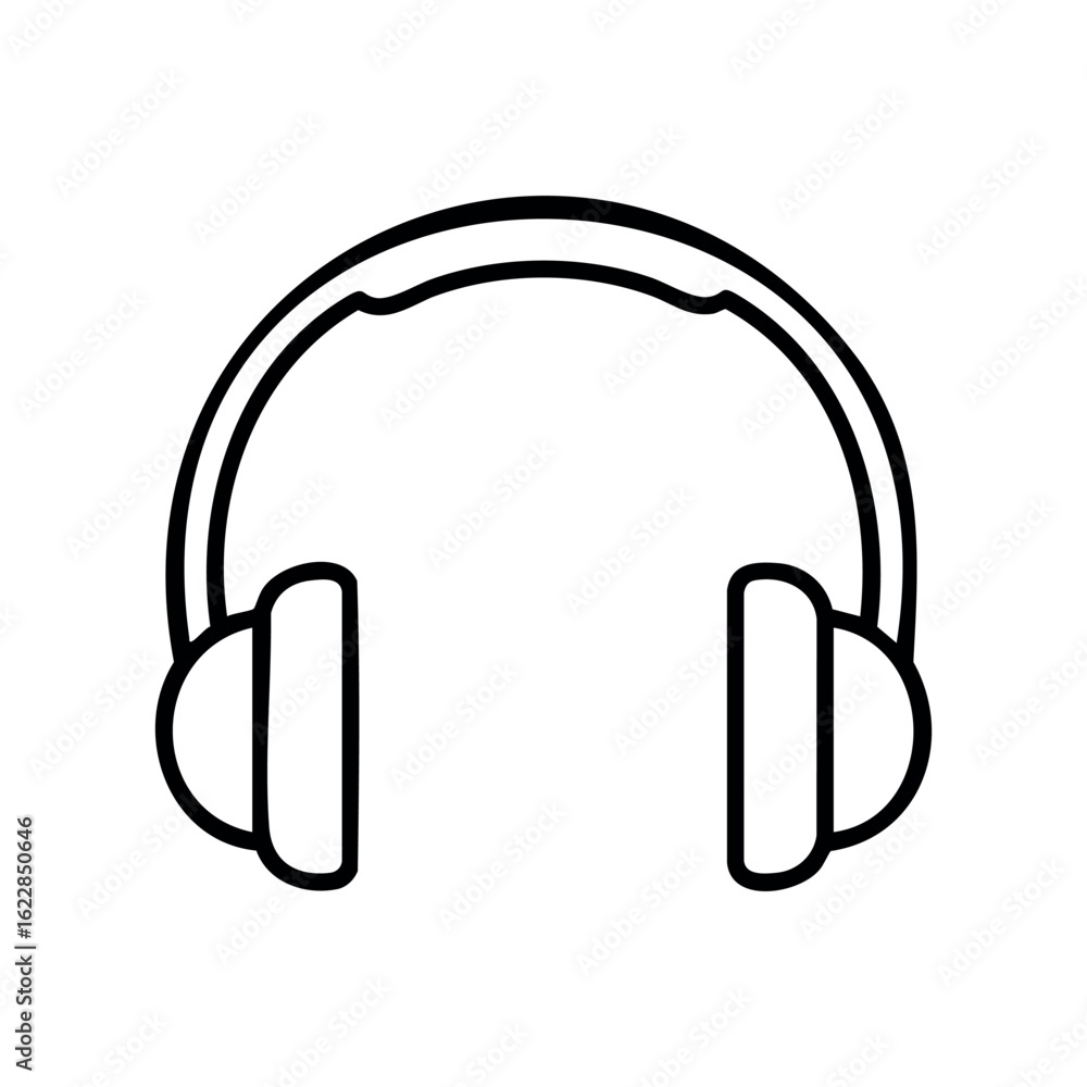 Poster simple line art of headphones icon in minimalist design – stock vector icon in line style