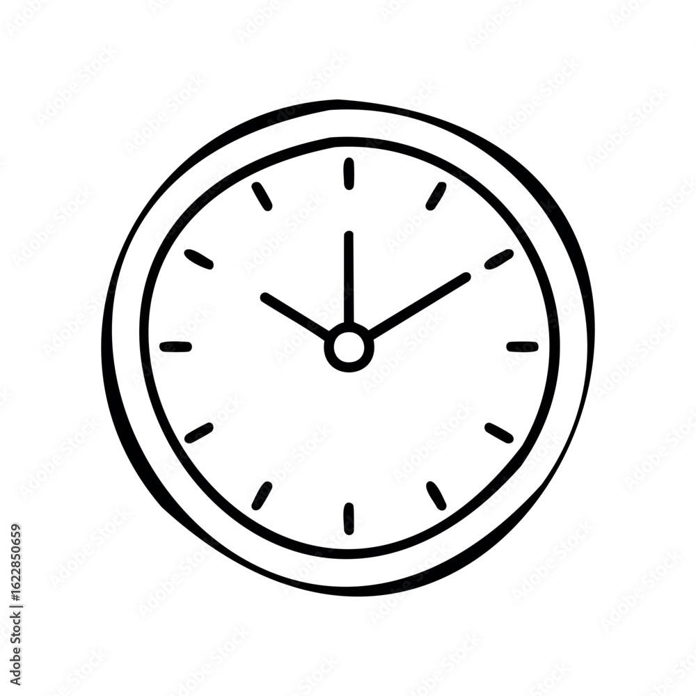 Aufkleber simple line art clock with roman numerals and bold black hands – stock vector icon in line style