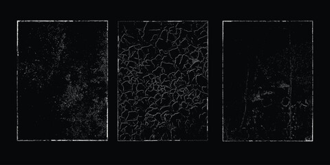 Grunge textures set. Collection of vector overlay, distress, textures .Simply Place texture over any Object to Create grunge,splattered ,dirty effect .
