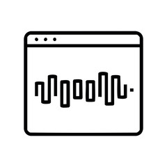 Sound wave icon in browser window interface for audio applications – stock vector icon in line style