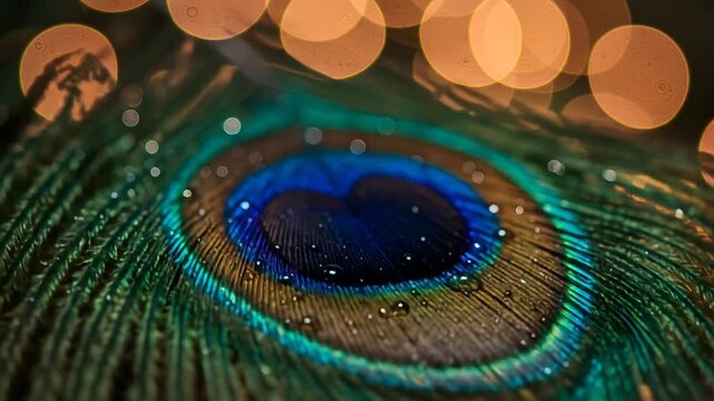 Peacock feather detail close up