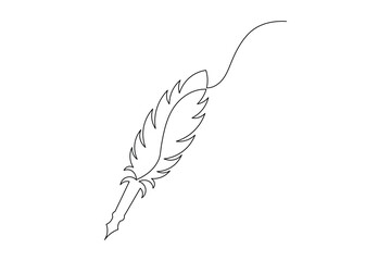 One line feather pen minimalist design illustration
