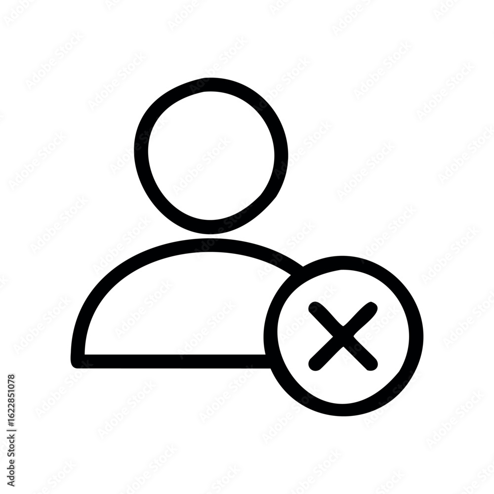 Aufkleber user icon with person silhouette and remove symbol – stock vector icon in line style