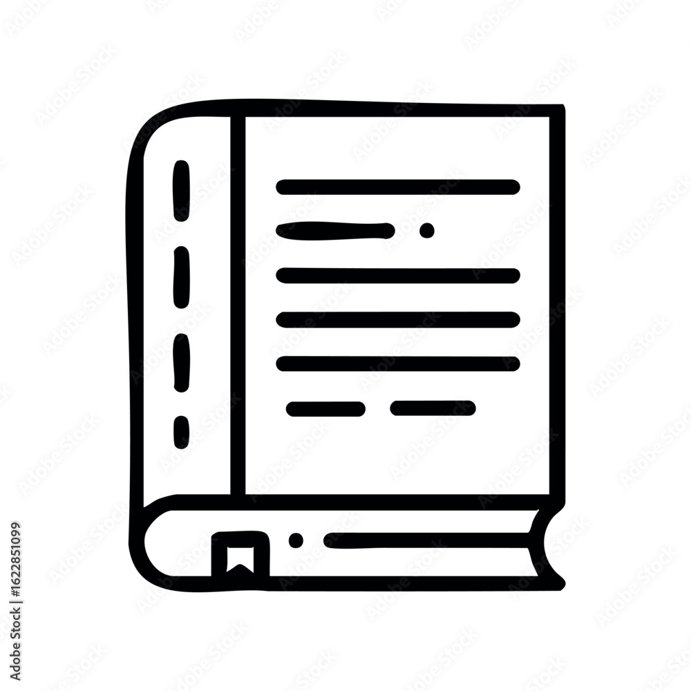 Poster outline of a closed book with bookmark – stock vector icon in line style
