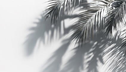 Black and white closeup of palm tree branches.