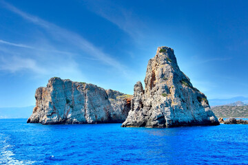Steep rocks, dramatic sky and sea, Crete, Greece