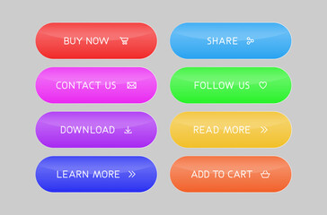 Obraz premium Colorful CTA button set.
