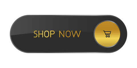 Black and golden CTA button: Shop now.