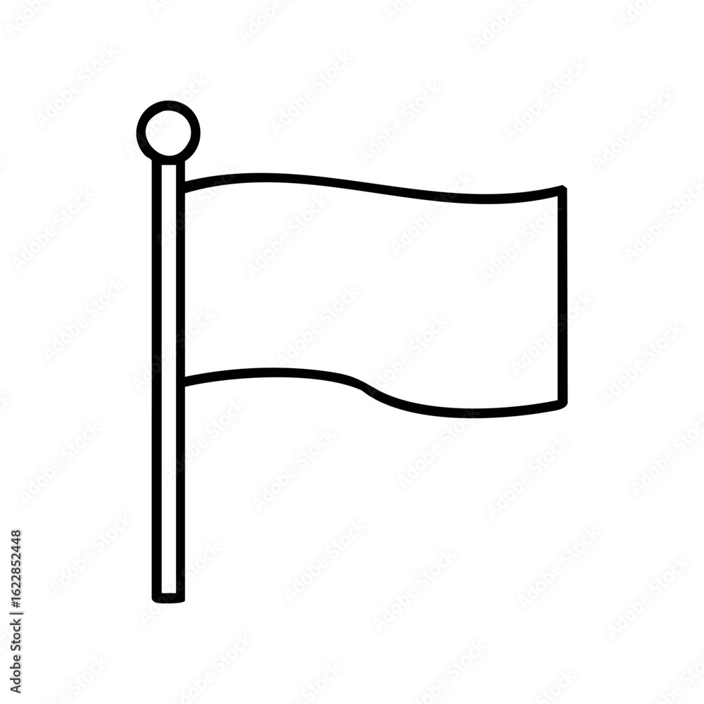 Poster simple line drawing of a flag on a flagpole – stock vector icon in line style