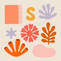 Fototapeta premium Abstract botanical shapes in modern art style ideal for vibrant backgrounds and trendy designs