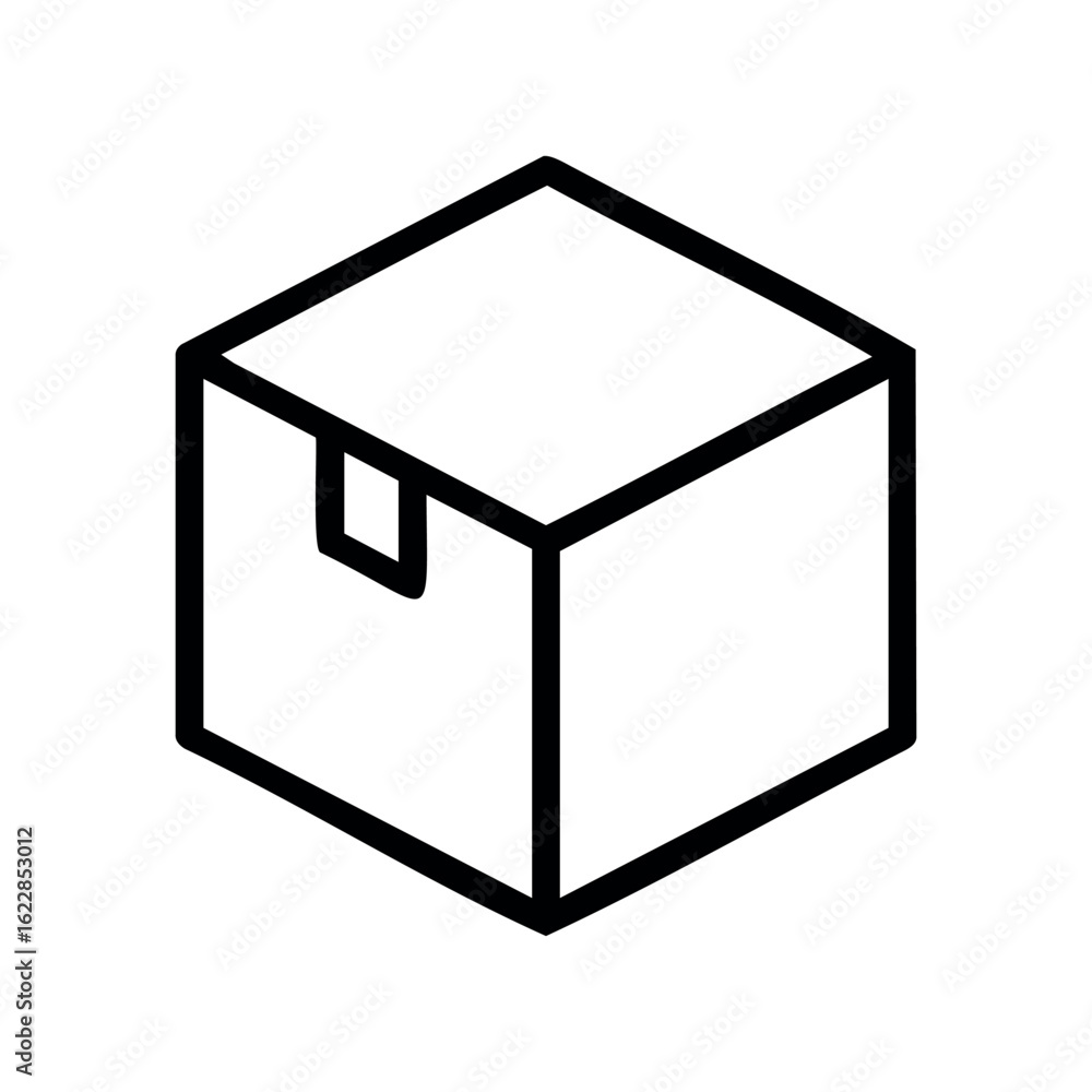 Poster simple geometric box outline icon with bold lines – stock vector icon in line style
