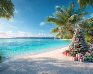Tropical Christmas beach scene (1)