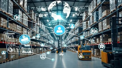 Smart warehouse management with advanced technology and global connectivity for efficient - Powered by Adobe