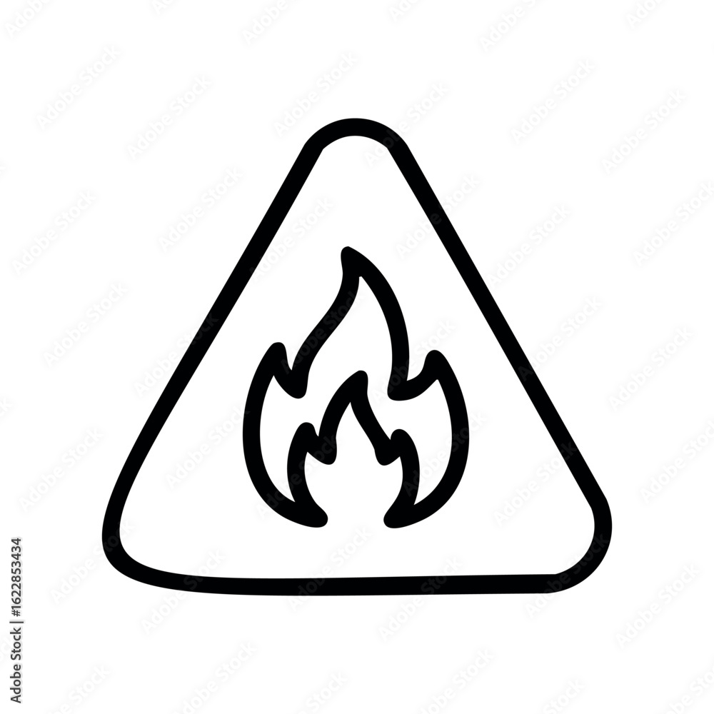 Aufkleber simple fire warning sign icon in outline style – stock vector icon in line style