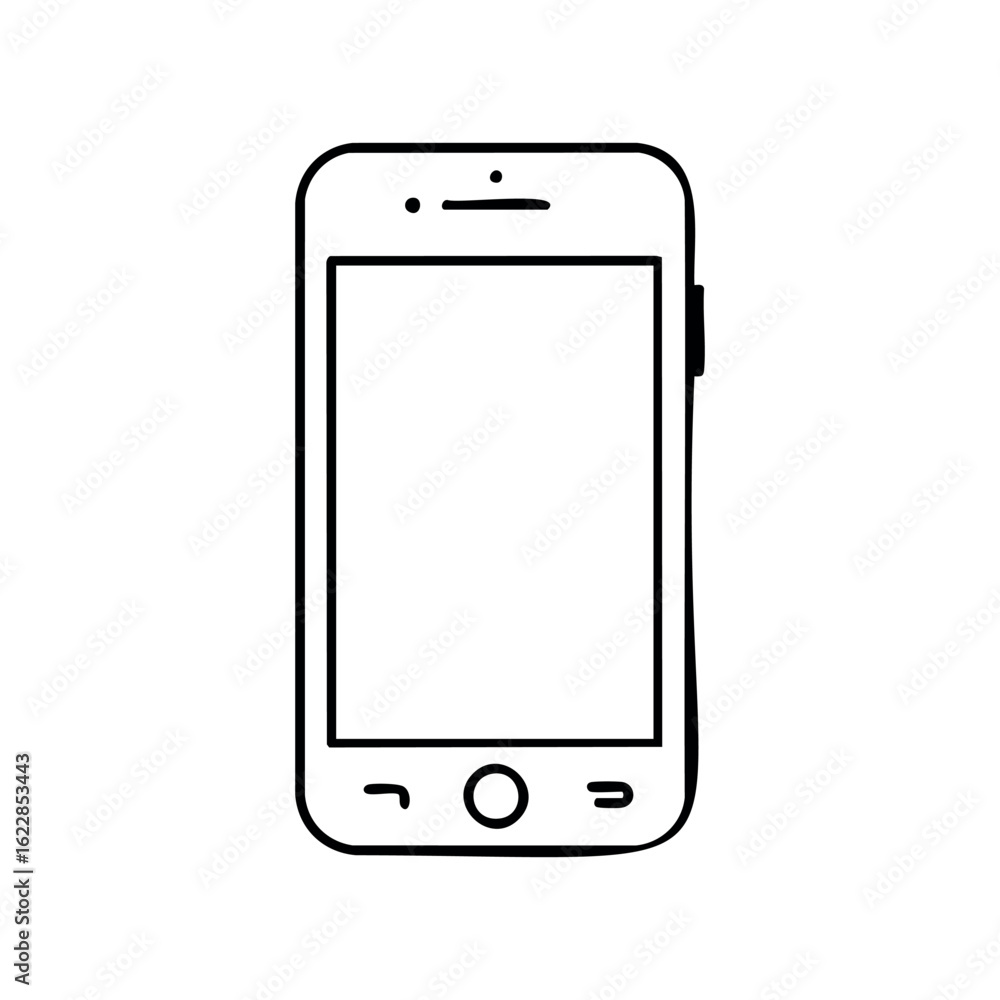 Poster simple doodle drawing of a smartphone with a touchscreen display – stock vector icon in line style