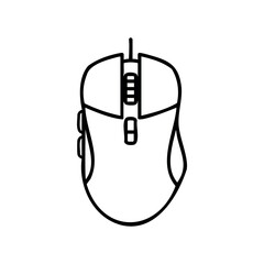 Outline of gaming mouse with buttons and scroll wheel – stock vector icon in line style