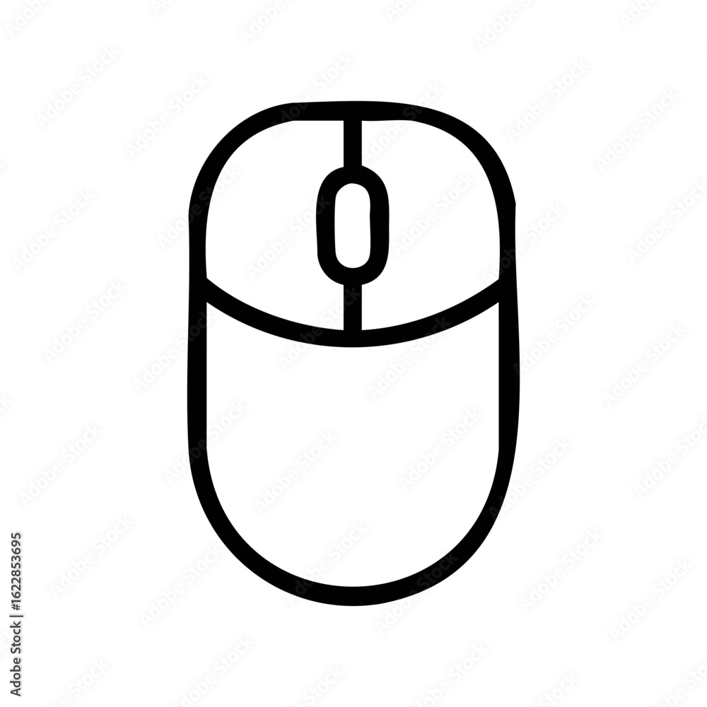 Poster minimalist black and white line art of a computer mouse for technology design – stock vector icon in