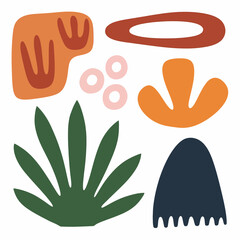Fototapeta premium Playful abstract shapes in earthy tones create a modern, vibrant, and organic visual harmony
