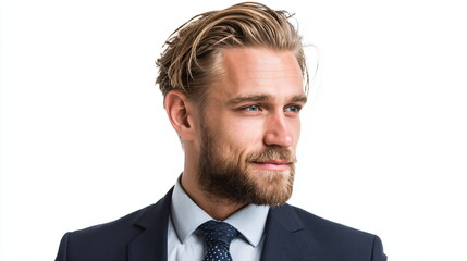 Business man in suit and tie with gelled hair isolated on transparent background
