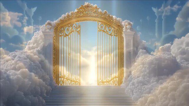Golden Gates of Heaven Open to a Radiant Light