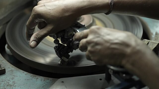 diamond polishing and manufacturing closeup and micro view of diamond 