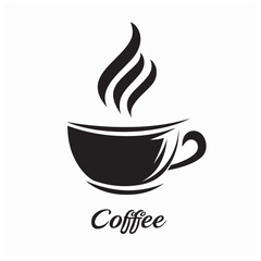 Simple Cup of Coffee Logo Vector Design Minimalist Hot Beverage Icon Illustration Art