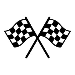 Crossed Racing Flags Vector - Chequered Finish Line Symbol