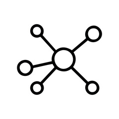 Minimalist network connection icon with interconnected nodes – stock vector icon in line style