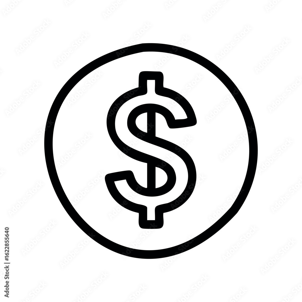 Aufkleber outline dollar sign symbol inside circle design – stock vector icon in line style