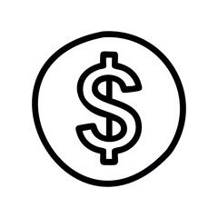 Obraz premium Outline dollar sign symbol inside circle design – stock vector icon in line style