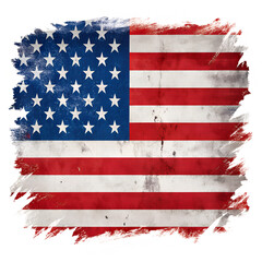 Grunge american flag with distressed texture, symbolizing patriotism and liberty, isolated on transparent background