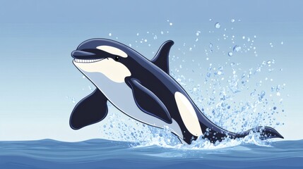 Obraz premium Orca leaping out of the water.