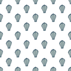 Vector pattern with elegant sea shells. Nautical minimalist style pattern. 