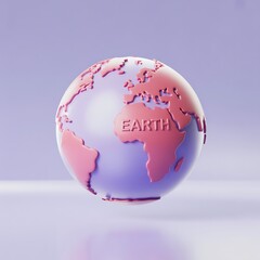 Stylized Lavender and Pink 3D Earth Globe; Global Concept; Minimalist Design