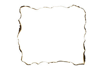 Old burnt paper frame with a vintage grunge texture. A design element border isolated on white background with clipping path.
