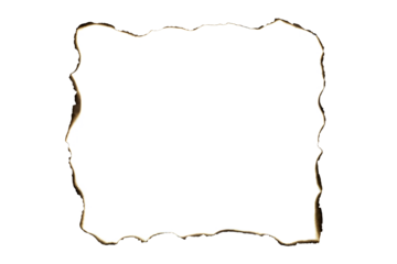 Old burnt paper frame with a vintage grunge texture. A design element border isolated on white background with clipping path.