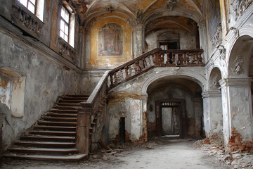 The abandoned old palace in Pilica in Poland