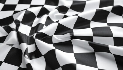 3D checkered illusion&mdash;black and white squares in a wavy grid pattern, creating dynamic depth and visual motion.