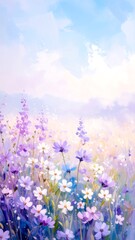 Obraz premium Pastel wildflowers in a meadow