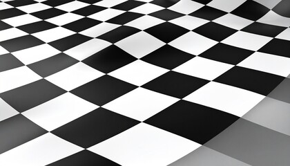 Obraz premium 3D checkered illusion—black and white squares in a wavy grid pattern, creating dynamic depth and visual motion.