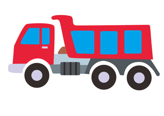 Cute Sand Truck Car, Cartoon Vector Illustration