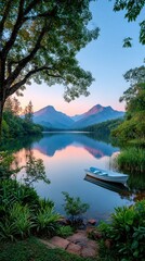 Obraz premium Serene lake at dawn