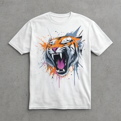 White t-shirt with graphic tiger