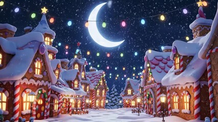Animation of a shooting star in a village decorated for Christmas. Animation of a shooting star in a village decorated for Christmas background
 - Powered by Adobe