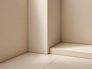 Minimalist beige corner with soft shadows and subtle texture creating a clean backdrop