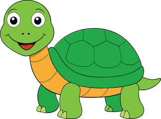 Obraz premium this is a cartoon illustration of a happy turtle on transparent background