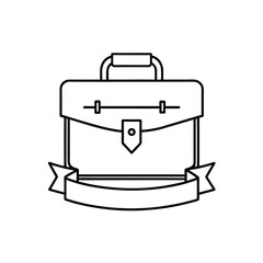 Minimalist Line Art of Briefcase with Ribbon Banner for Business and Branding Concepts