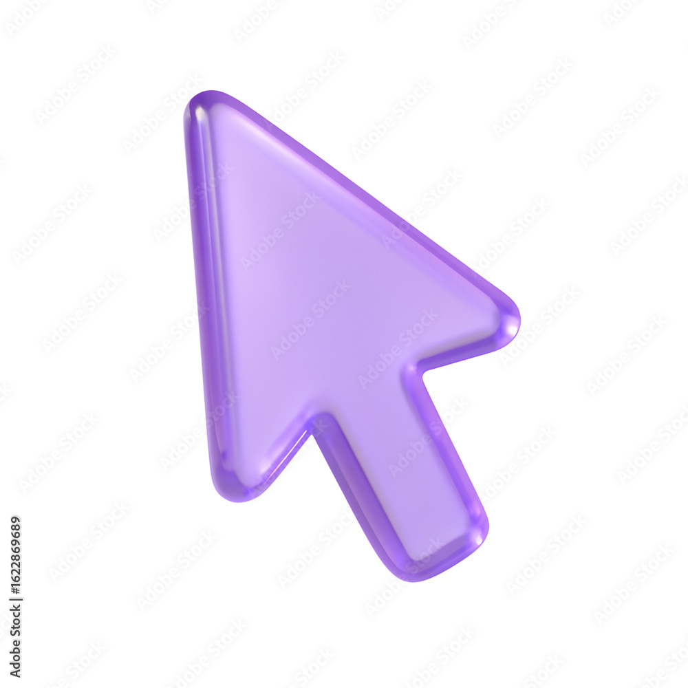 Fototapete click here: a sleek and modern rendering of a vibrant, translucent arrow cursor, perfect for web des