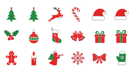 Christmas icons festive holiday symbols celebration tree