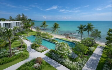 Naklejka premium Tropical beachfront resort